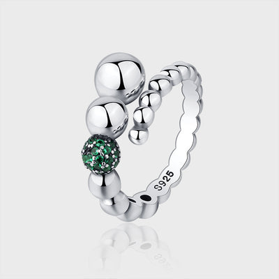 S925 Sterling Silver Personality Geometric Beaded Snowball Ring - 4 - https://x.com/titan_prim62775J