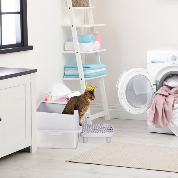 61x40x33CM, Litter Box, Stainless Steel And Plastic, Upper And Lower Snap Type, With Litter Spatula, Foot Pad - Grey - 5 - CJ