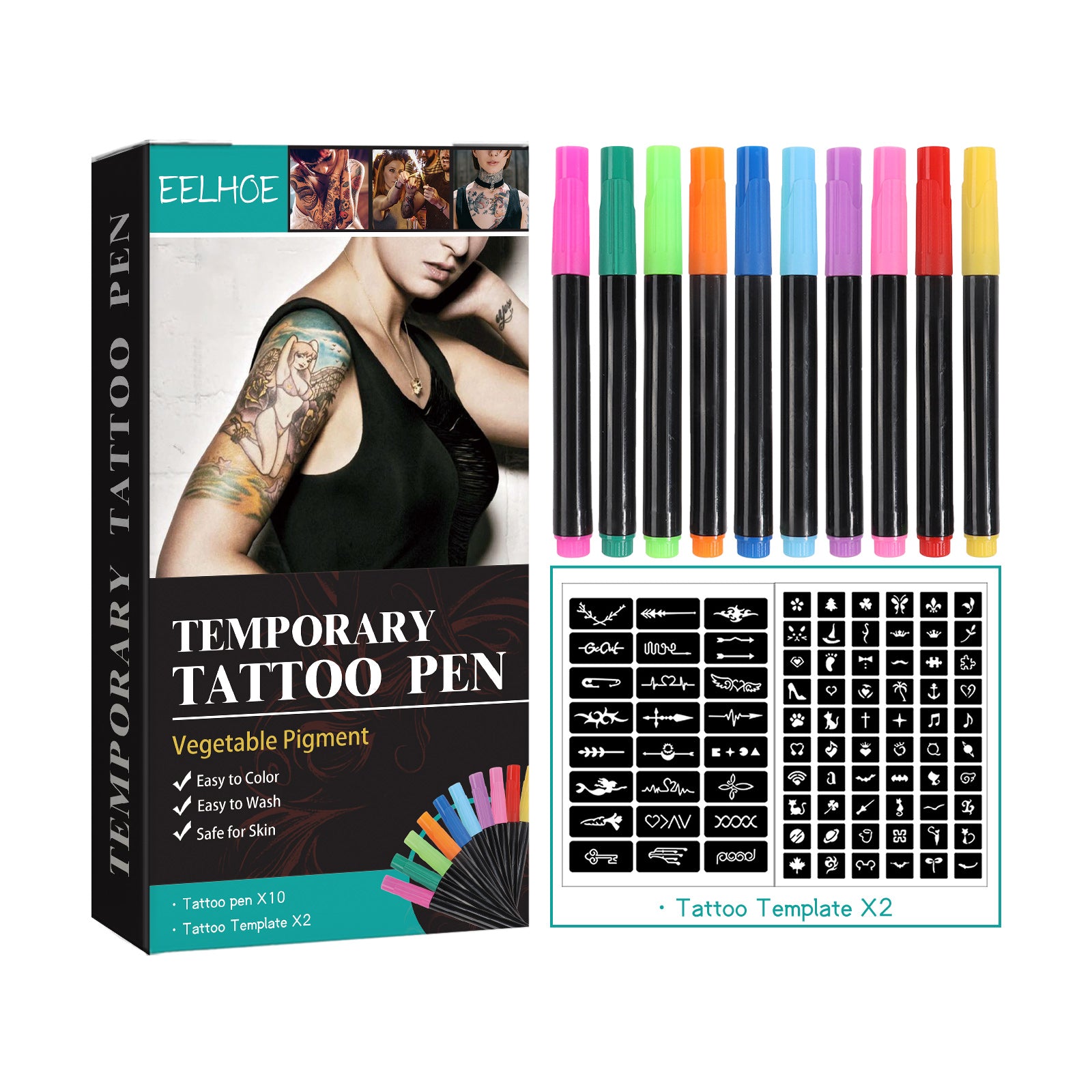 EELHOE Temporary Tattoo Pen Set Face, Arm, Body Multi Color Painting DIY Makeup Graffiti Decoration Tattoo Pen EELHOE Temporary Tattoo Pen Set Face, Arm, Body Multi Color Painting DIY - 5 - CJ
