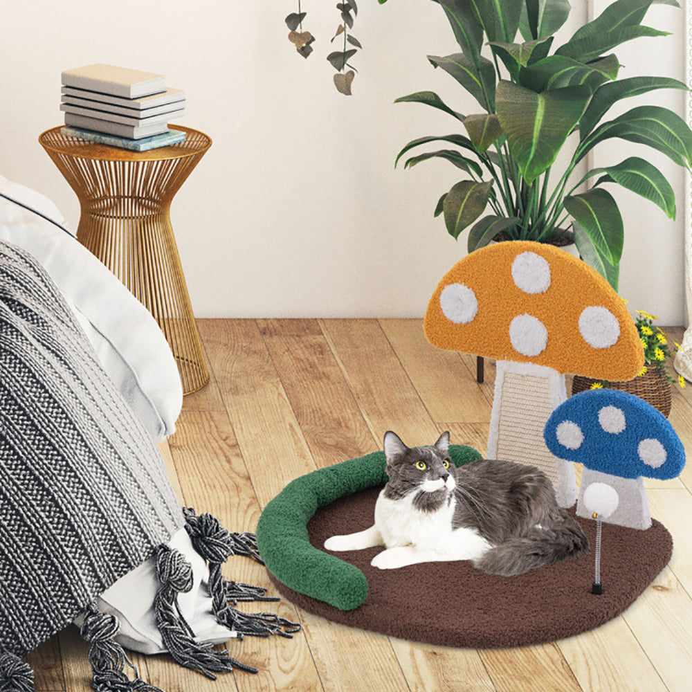 Mushroom Cat Bed Cat Claw Scratcher With Wide Bed And Sisal Scratch Panel - 5 - CJ
