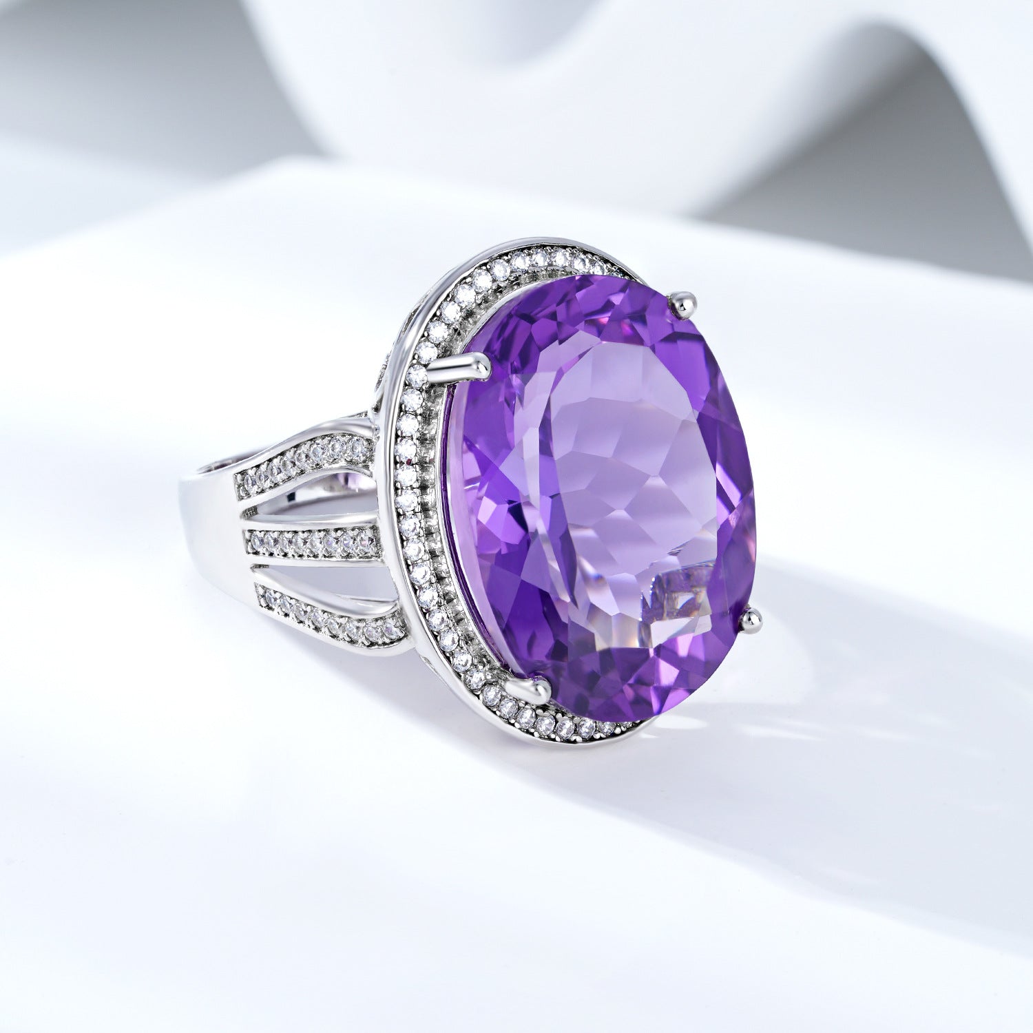 Natural Amethyst Ring Luxury Gem Jewelry Temperament S925 Silver - 4 - CJ