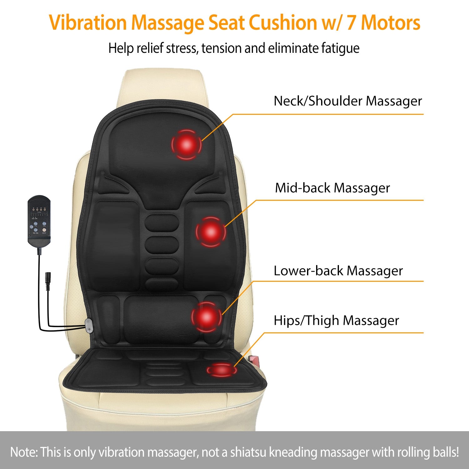 1Pc Back Massager Cushion Electric Massage Car Seat Cushion Chair Pad With Heating Function 8 Vibration Modes 3 Intensity Levels Fedex Shipping - 5 - CJ