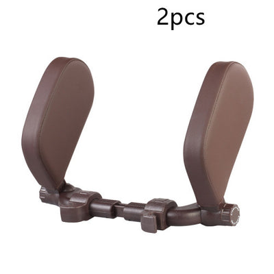 Car headrest pillow Sleep Adjustable Side Car Soft Travel Seat Headrest Auto Leather Support Neck Pillow Cushion car accessories - 0 - CJ - Coffee 2pcs - CJQCQCQC00615 - Coffee 2pcs