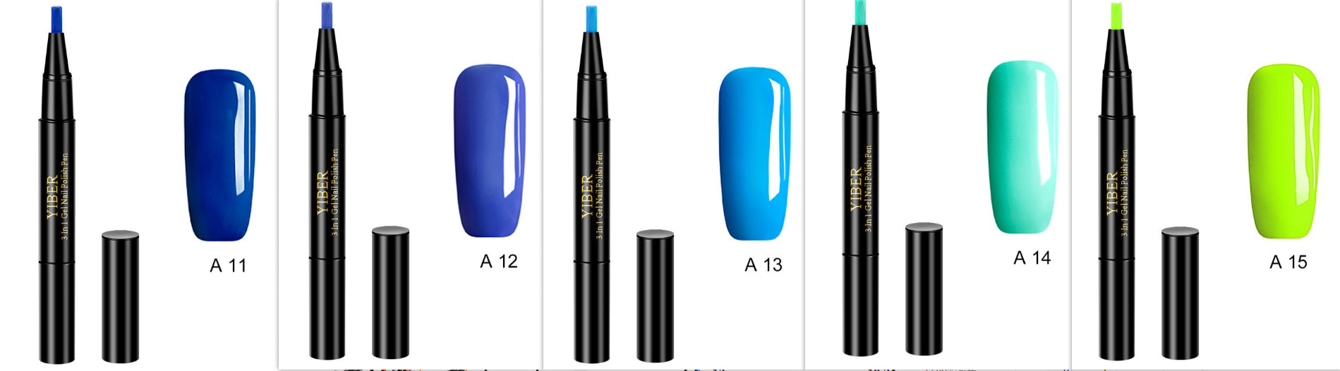 5pcs Nail Polish Pen 3 In 1 One Step Glue Pen Multicolor - 0 - CJ
