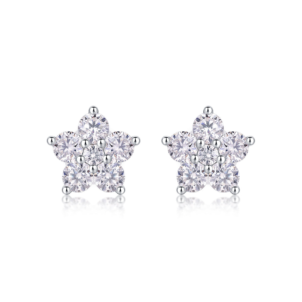 Paris Flower - Fashionable And Luxurious Diamond Jewelry Set With Moissanite S925 Sterling Silver And Platinum-plated Stud Earrings