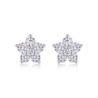 1Paris Flower - Fashionable And Luxurious Diamond Jewelry Set With Moissanite S925 Sterling Silver And Platinum - plated Stud Earrings Prohibit TikTok sales - 5 - cjdropshipping