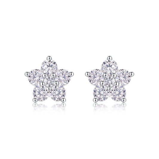 1Paris Flower - Fashionable And Luxurious Diamond Jewelry Set With Moissanite S925 Sterling Silver And Platinum - plated Stud Earrings Prohibit TikTok sales - 5 - cjdropshipping