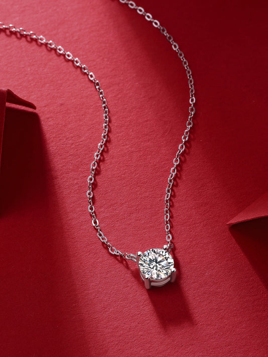 My Heart Will Last Forever - Affordable Diamond Jewelry Necklace Pendant Set With 1 - carat And 2 - carat Moissan Diamonds, S925 Sterling Silver And Platinum Plating. - Prohibit TikTok Sales - 5 - CJ