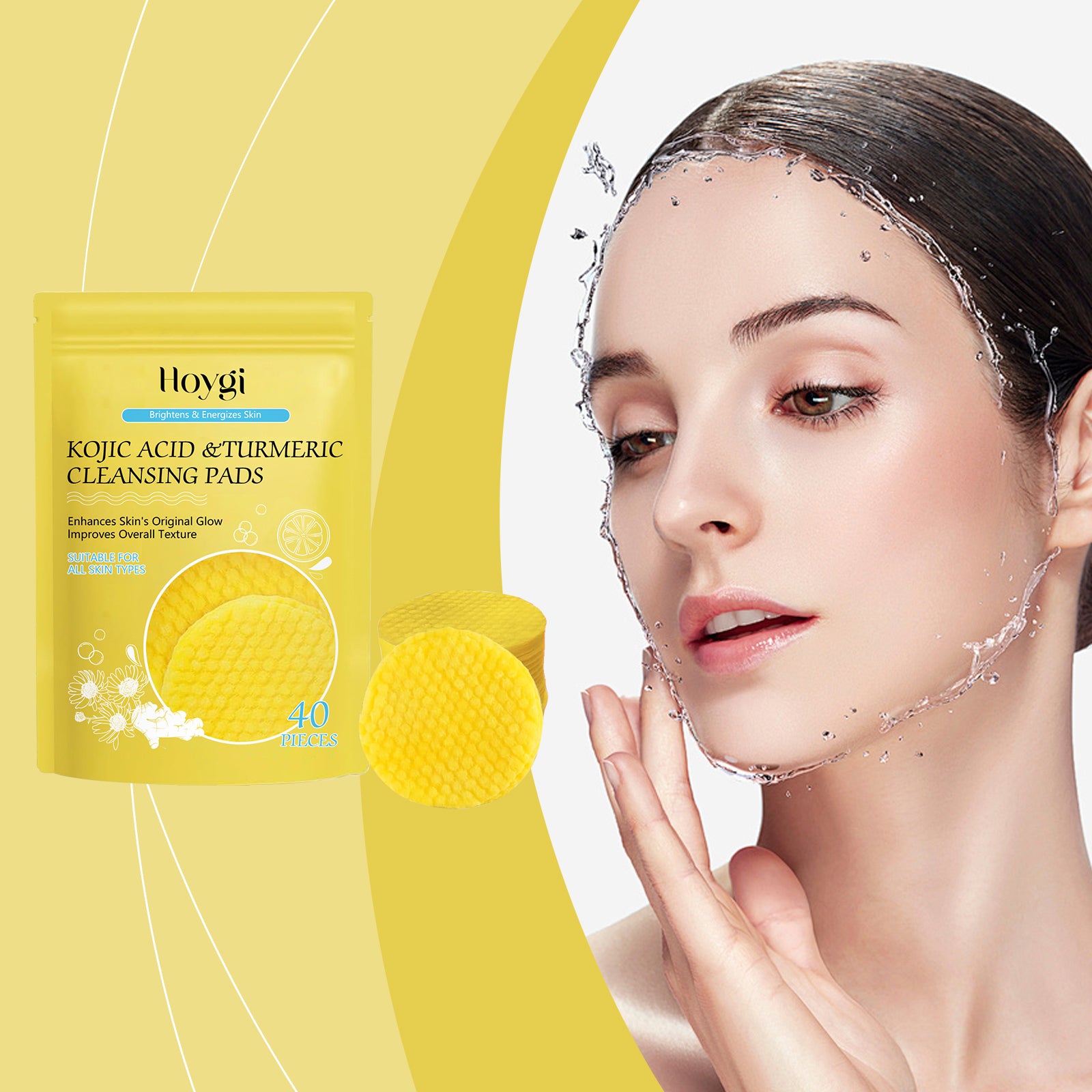 HOYGI Turmeric Acid Cleansing Pad Face Skin Pore Cleansing Makeup Remover Gentle Exfoliating Cleansing Pad - 5 - CJ