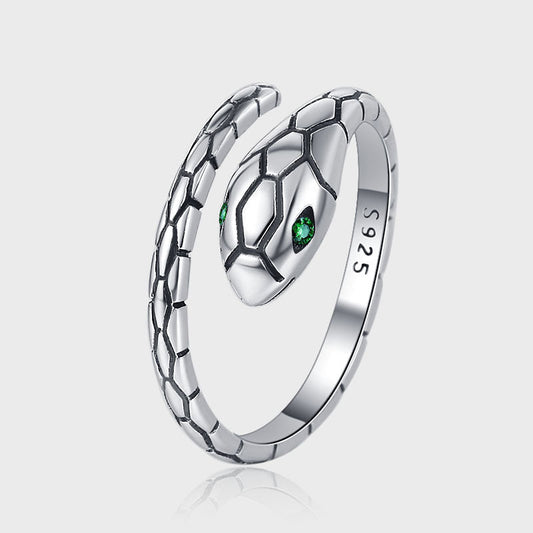 925 Sterling Silver Green Snake Eye Ring Can Be Worn By Men And Women - 4 - CJ