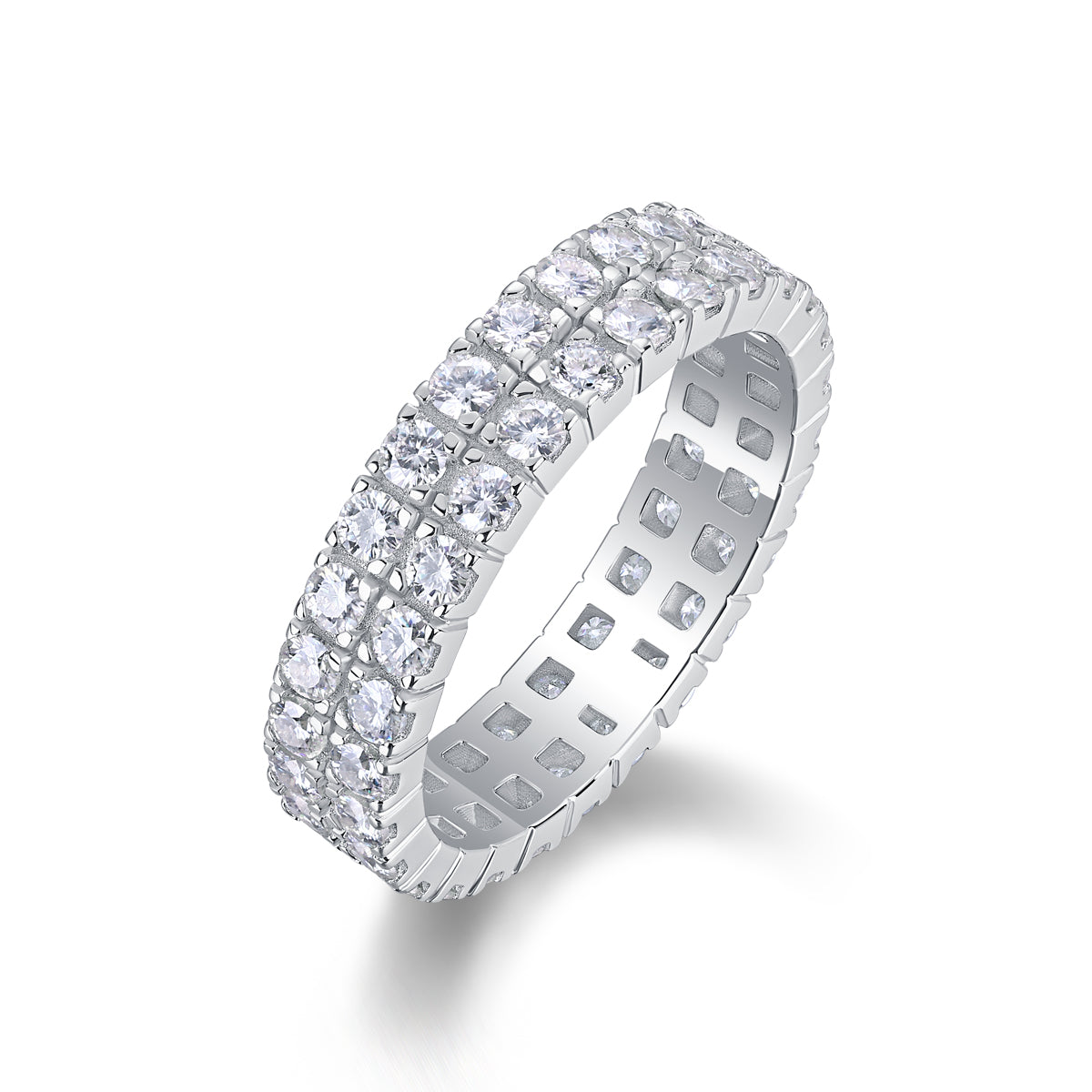 1Multi - row Diamond Ring Luxury Fashion Set Moissanite Silver Ring Prohibit TikTok sales - 5 - CJ