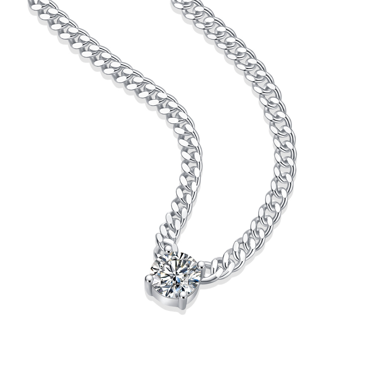 1Cuban Necklace Luxury Fashion Diamond Pendant Necklace Set With Mosan Diamond Silver Ornaments Prohibit TikTok sales - 5 - CJ