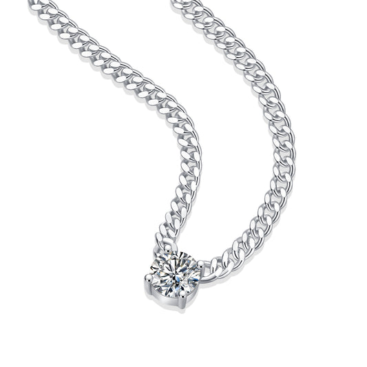 1Cuban Necklace Luxury Fashion Diamond Pendant Necklace Set With Mosan Diamond Silver Ornaments Prohibit TikTok sales - 5 - CJ