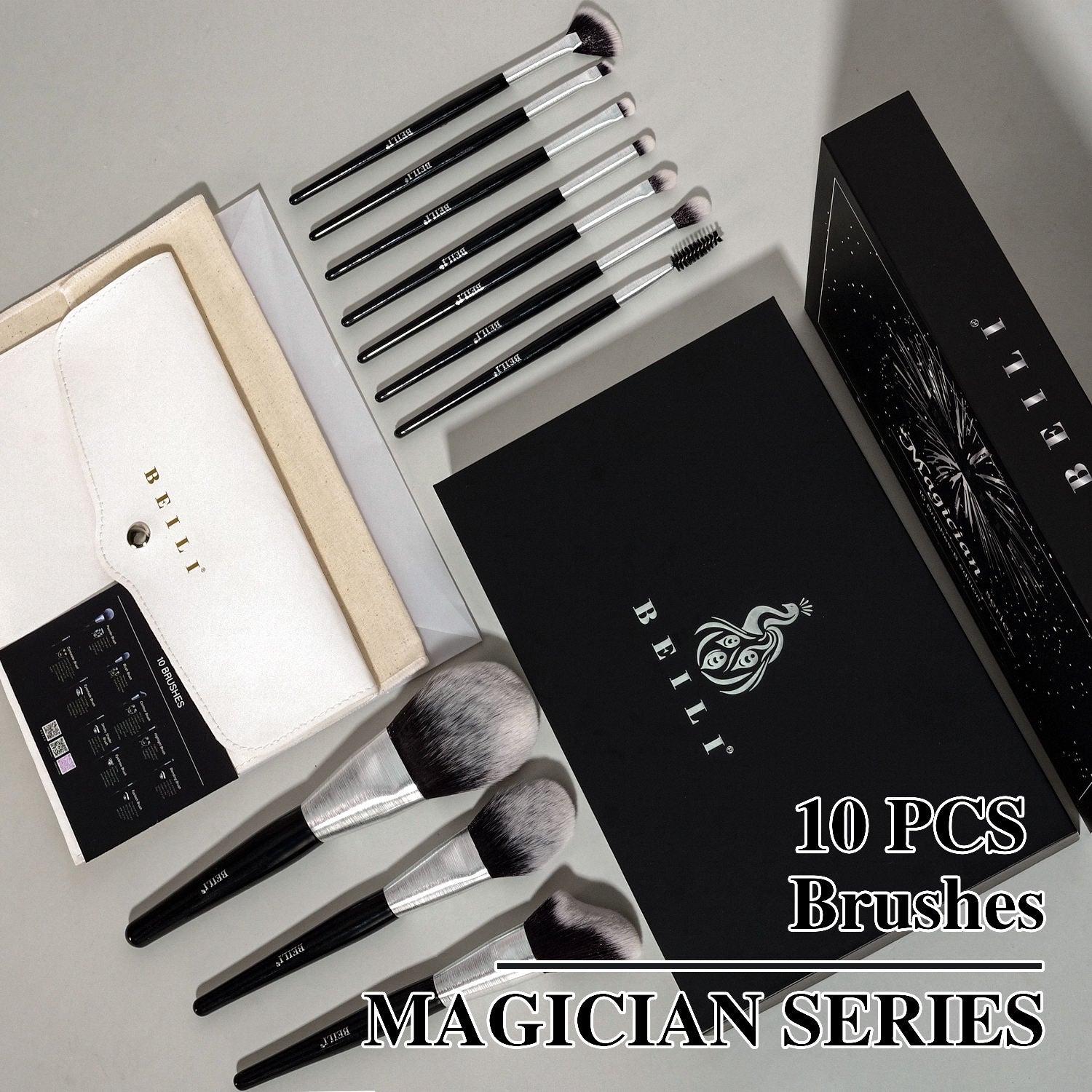Beli 10pcs Professional Makeup Brush Set New Design Brushed Tube Makeup Brushes - 5 - CJ
