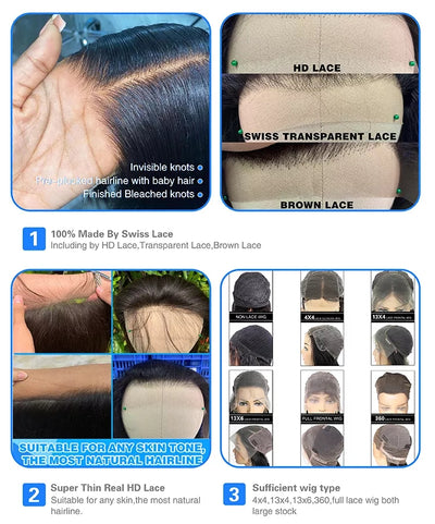 6x4 Density Virgin Human Hair Wigs For Black Women Vietnamese Raw Hair Transparent Lace Front Pre - Plucked Bleached Knots - 5 - CJ