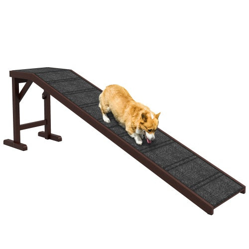 PawHut Dog Ramp For Bed, Pet Ramp For Dogs With Non - Slip Carpet And Top Platform, 74 X 16 X 25, Brown - 5 - CJ