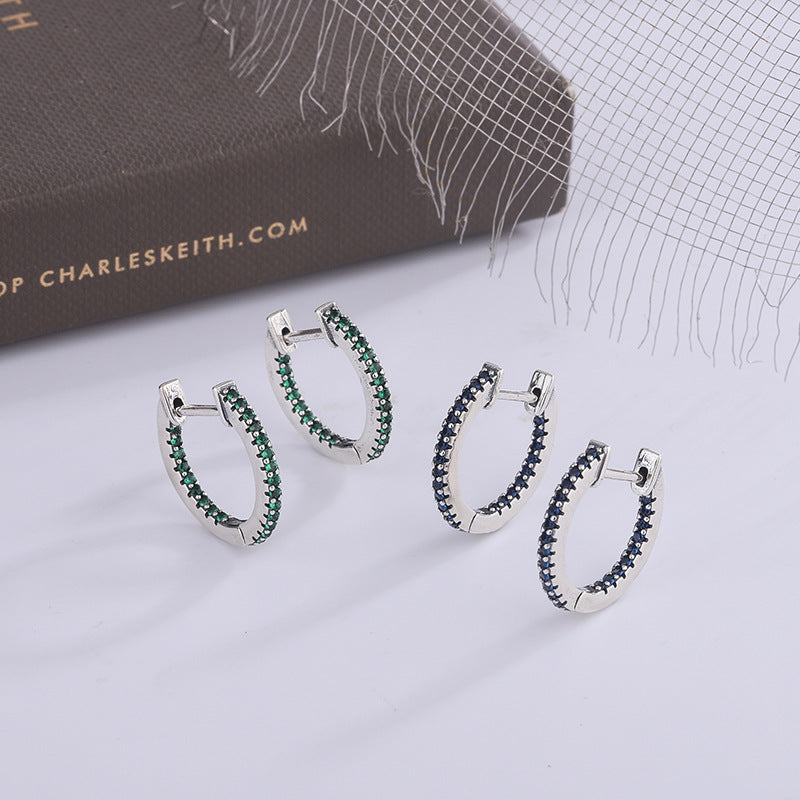 S925 Sterling Silver Small Group European And American Zircon Earrings For Women Simple And Cool - 4 - CJ
