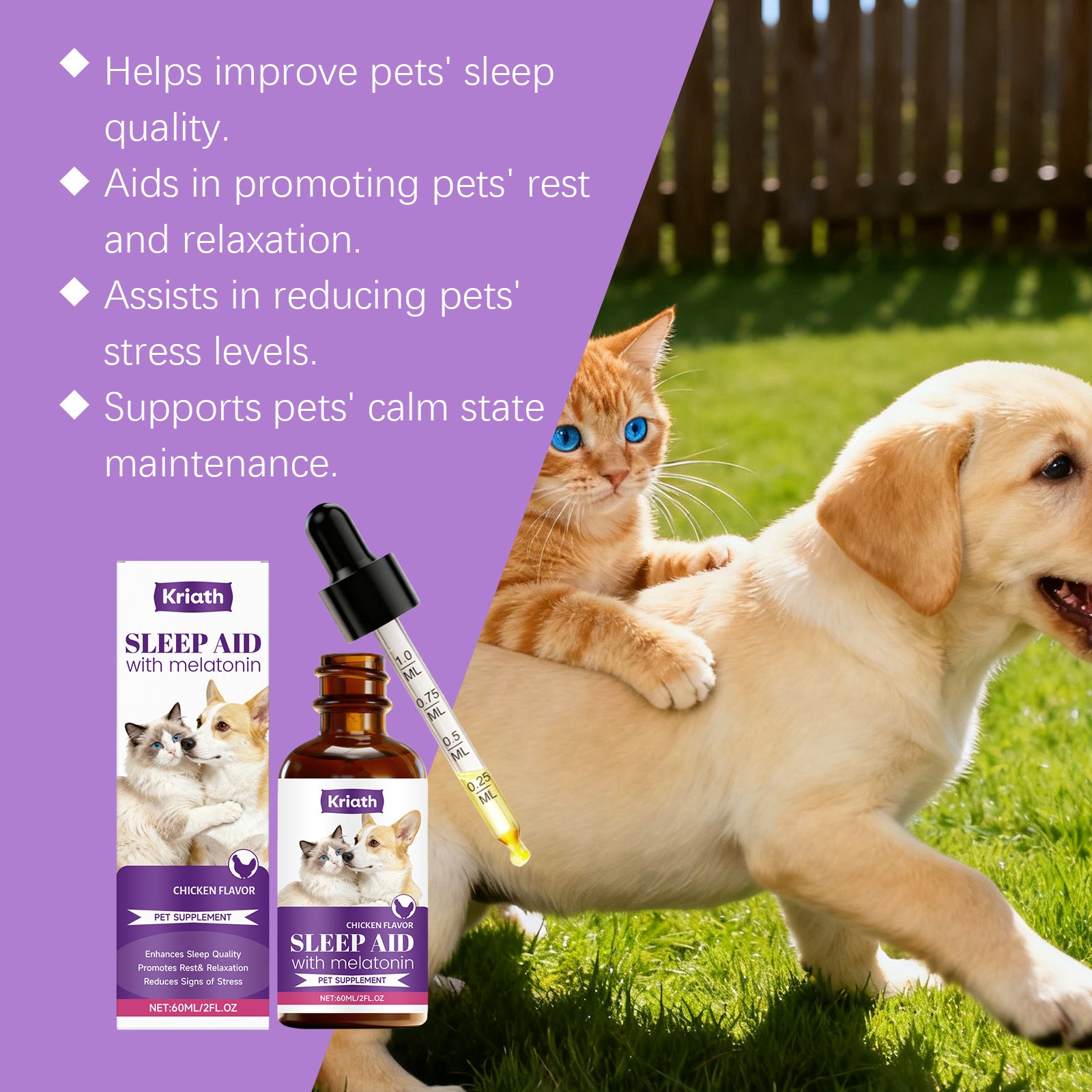 Kriath Pet Cat And Dog Care Drops Gentle, Nourishing, And Soothing Drops For Cats And Dogs, Ideal For Daily Sleep And General Care - 0 - CJ