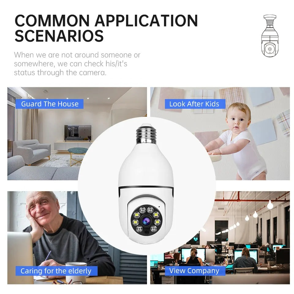 Smart Home Security PTZ Camera Wireless Lights 360 Degree Night Vision Surveillance Remote View CCTV Security WIFI Light Bulb Camera - 5 - CJ