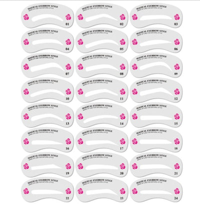 Eyebrow Stamp Stencil Kit, 24 Pc Eyebrow Shaping Stencils, Long - lasting Eyebrow Brow Definer, Perfect Make - up Reusable Kit - 5 - CJ