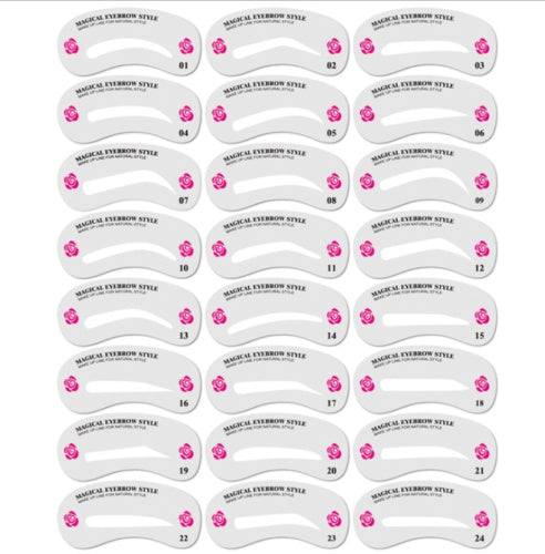 Eyebrow Stamp Stencil Kit, 24 Pc Eyebrow Shaping Stencils, Long - lasting Eyebrow Brow Definer, Perfect Make - up Reusable Kit - 5 - CJ