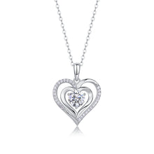 1Heart To Heart Luxury Fashion Diamond Pendant Necklace Set With Mosan Diamond Silver Ornaments Prohibit TikTok sales - 5 - CJ