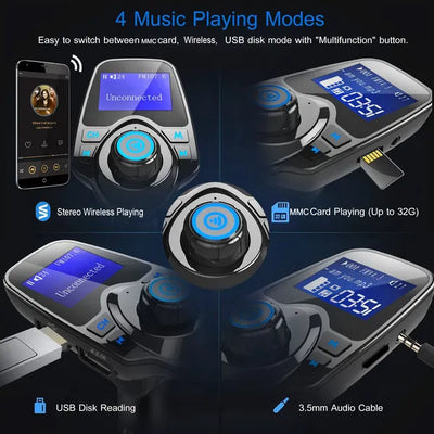 Car Wireless FM Transmitter MP3 Player Hand - Free Call USB Charger AUX Input - 5 - CJ
