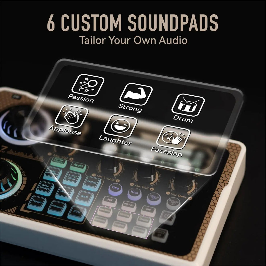 NX7 LED Karaoke Mixer - Stunning Lighting Effects, Backing Vocal Function, PC Microphone Kit, Dual Ports For Mobile Phones, Podcast Mixing Equipment For Any Age