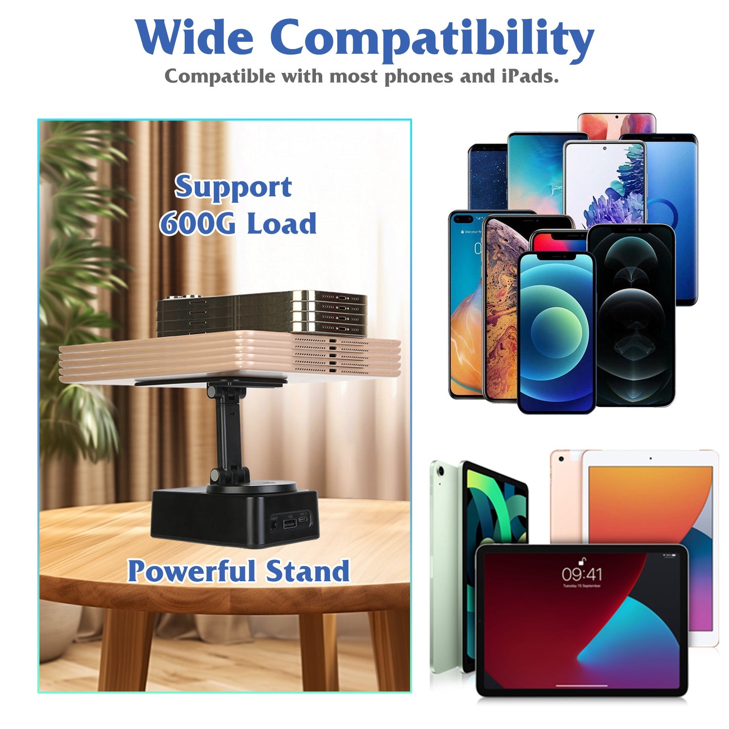 1Pc 4 In 1 Foldable Wireless Speaker Phone Stand With Power Bank 360Degree Rotatable Stand Wireless Speaker 5000mAh Battery RGB Light For Phones IPads - 5 - CJ