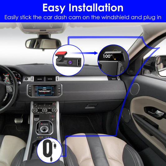1Pc 2K HD Front Dash Cam For Car With IPS Screen Night Vision Loop Recording Included 32G Storage Card 140 Degree Wide Angle WiFi App Control Front Dashcam - 5.0 - CJ