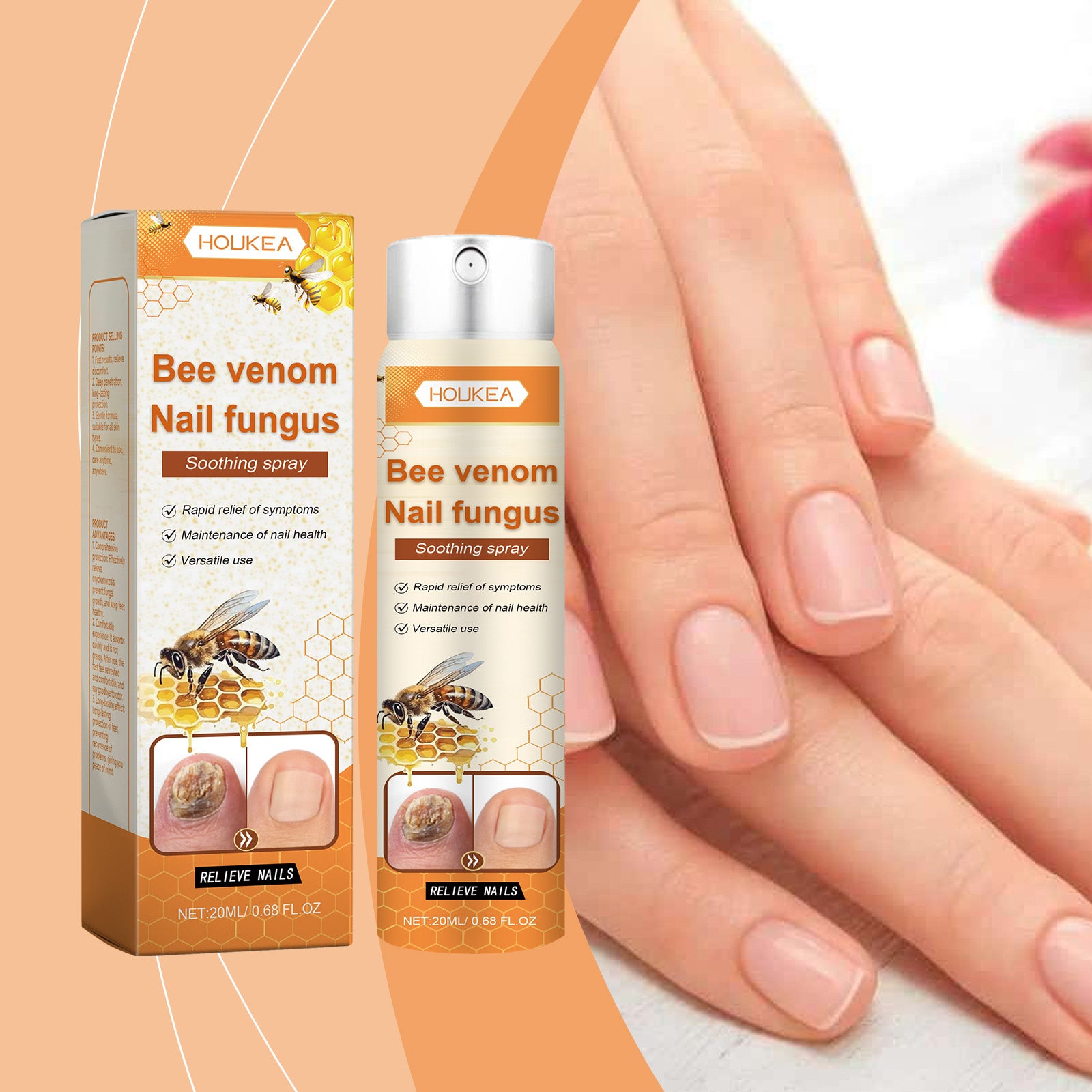 Houkea Bee Venom Nail Care Spray Foot Nail Cleaning, Moisturizing And Brightening Nail Care Spray - 5 - CJ