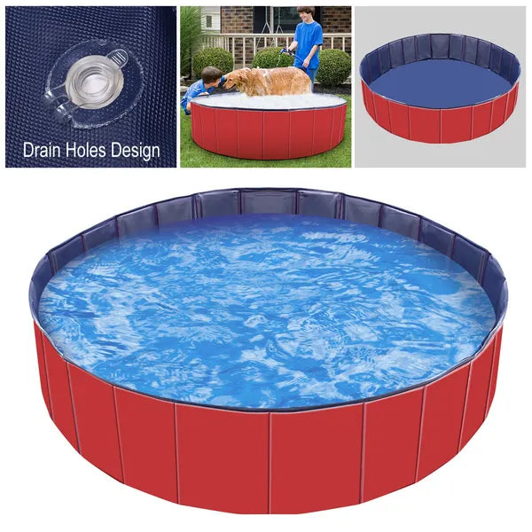 Foldable Pet Swimming Pool PVC Kiddie Baby Dog Swim Pool Bathing Tub Playmat Kids Pools - 5 - cjdroshippping