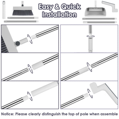 1Set Broom And Dustpan Combo Set With Squeegee Stainless Steel Handle 4 In 1 Upright Standing Broom And Dust Pan For Indoor Outdoor Garage Kitchen Room Office Sweeping - 5 - CJ