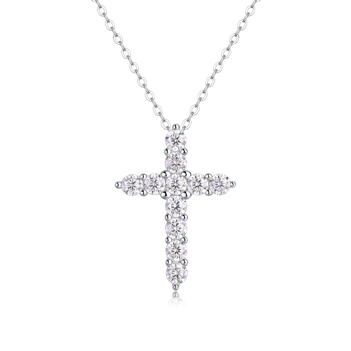 1Faith Luxury Fashion Diamond Pendant Necklace Set With Mosan Diamond Silver Ornaments Prohibit TikTok sales - 5 - CJ