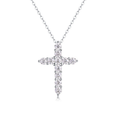 1Faith Luxury Fashion Diamond Pendant Necklace Set With Mosan Diamond Silver Ornaments Prohibit TikTok sales - 5 - CJ