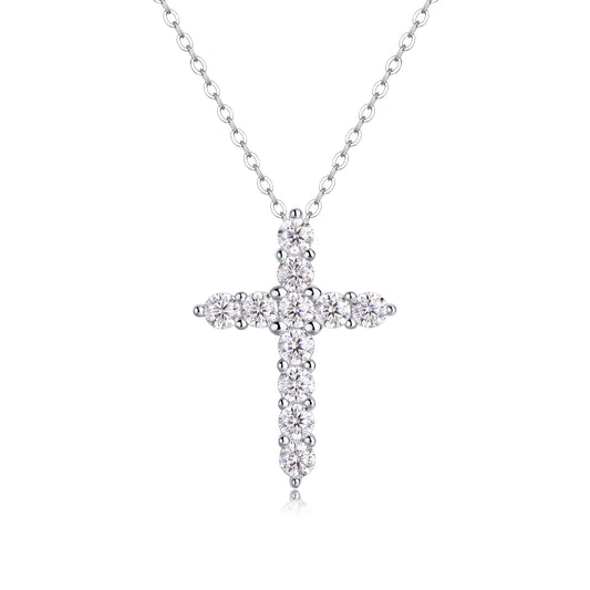 1Faith Luxury Fashion Diamond Pendant Necklace Set With Mosan Diamond Silver Ornaments Prohibit TikTok sales - 5 - CJ