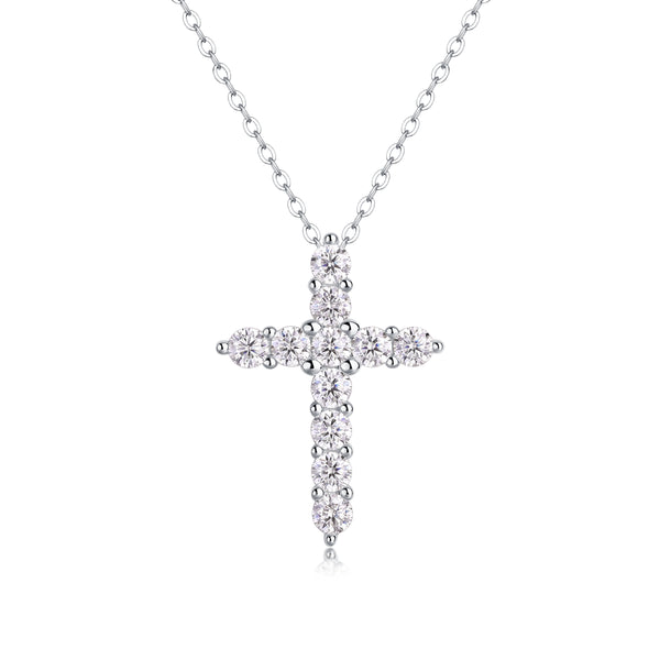 1Faith Luxury Fashion Diamond Pendant Necklace Set With Mosan Diamond Silver Ornaments Prohibit TikTok sales - 5 - CJ