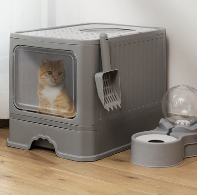 Large Double Door Drawer Foldable Cat Litter Basin - 0 - CJ
