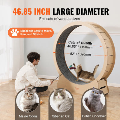 Wooden Cat Exercise Wheel 52' Large Cat Treadmill Wheel For Indoor Cats - 5 - CJ