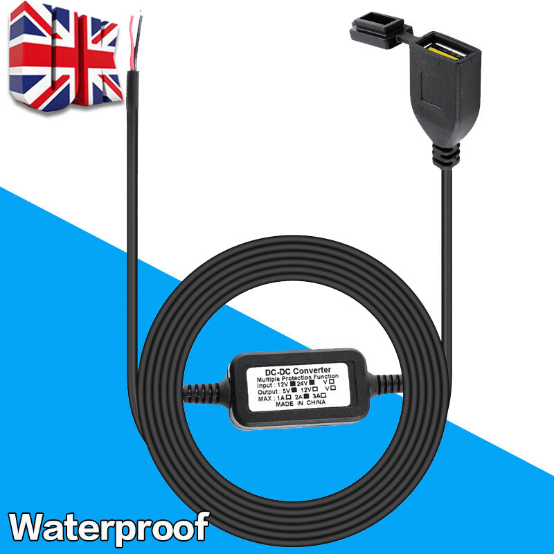 Waterproof Motorbike Motorcycle Power Adapter USB Charger Socket For GPS 12V-24V