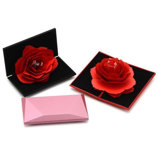 3D Love Box Heart - shaped Rose Flower Rotating Ring Box Valentines Day Gift - 4 - CJ