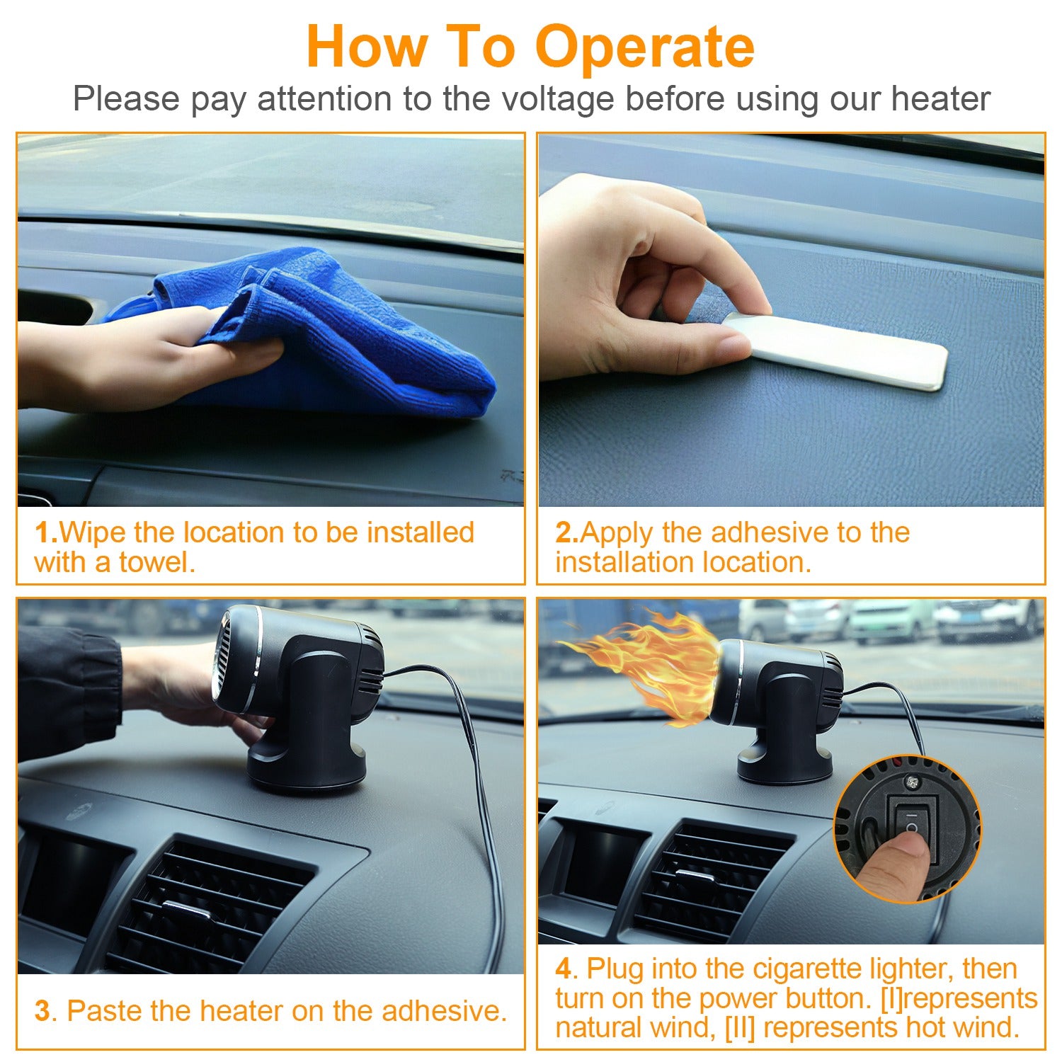 24V 160W Or 12V 120W Portable Car Heater 2 In 1 Heating Cooling Fan Rotatable Demister Defroster With 4.92ft Cord - 5.0 - CJ