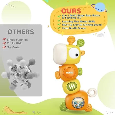 Baby Montessori Sensory Teething Toys For 3-6 6-12 Months, Food Grade Baby Teether, Newborn Infant Rattle Toys, Learning Educational Musical Toys For Boys Girls