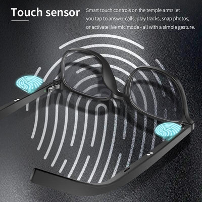 Smart AI Bluetooth Glasses With Magnetic Interchangeable Lenses - UV&Blue Light&Night Vision, Open Ear Speakers, Touch Control, 8H Battery - 5 - CJ