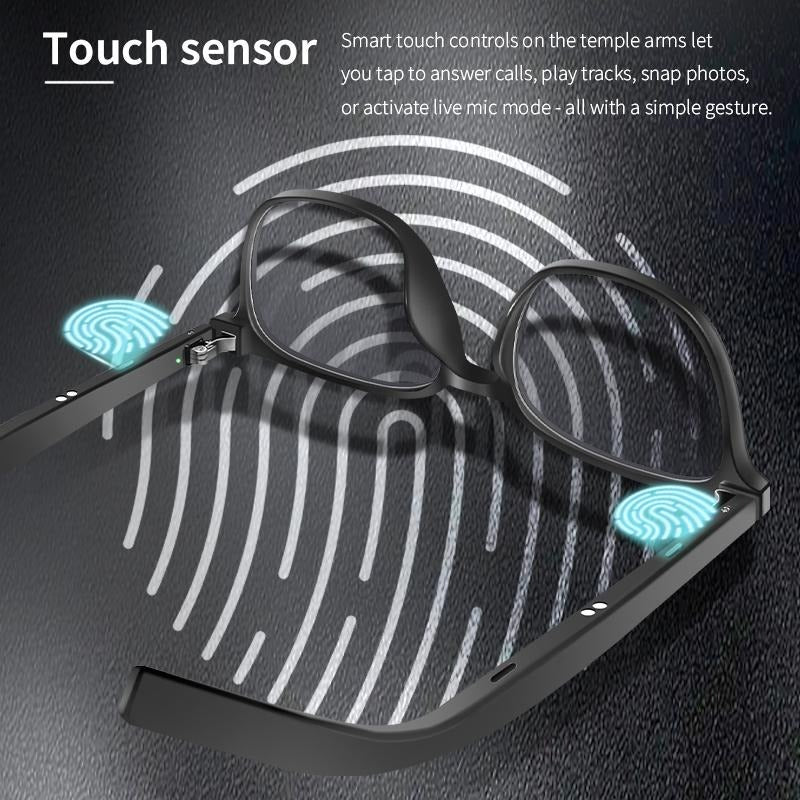 Smart AI Bluetooth Glasses With Magnetic Interchangeable Lenses - UV&Blue Light&Night Vision, Open Ear Speakers, Touch Control, 8H Battery - 5 - CJ
