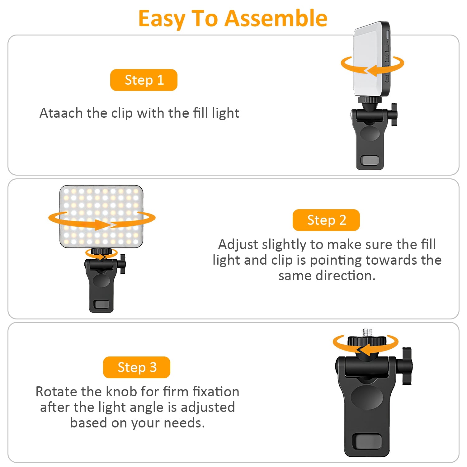 1Pc Rechargeable Selfie Light Fill Light 2000mAh Portable Clip On Light With 3 Light Modes 10 Brightness Levels For Phone Laptop Live Stream Make Up Photography - 5 - CJ
