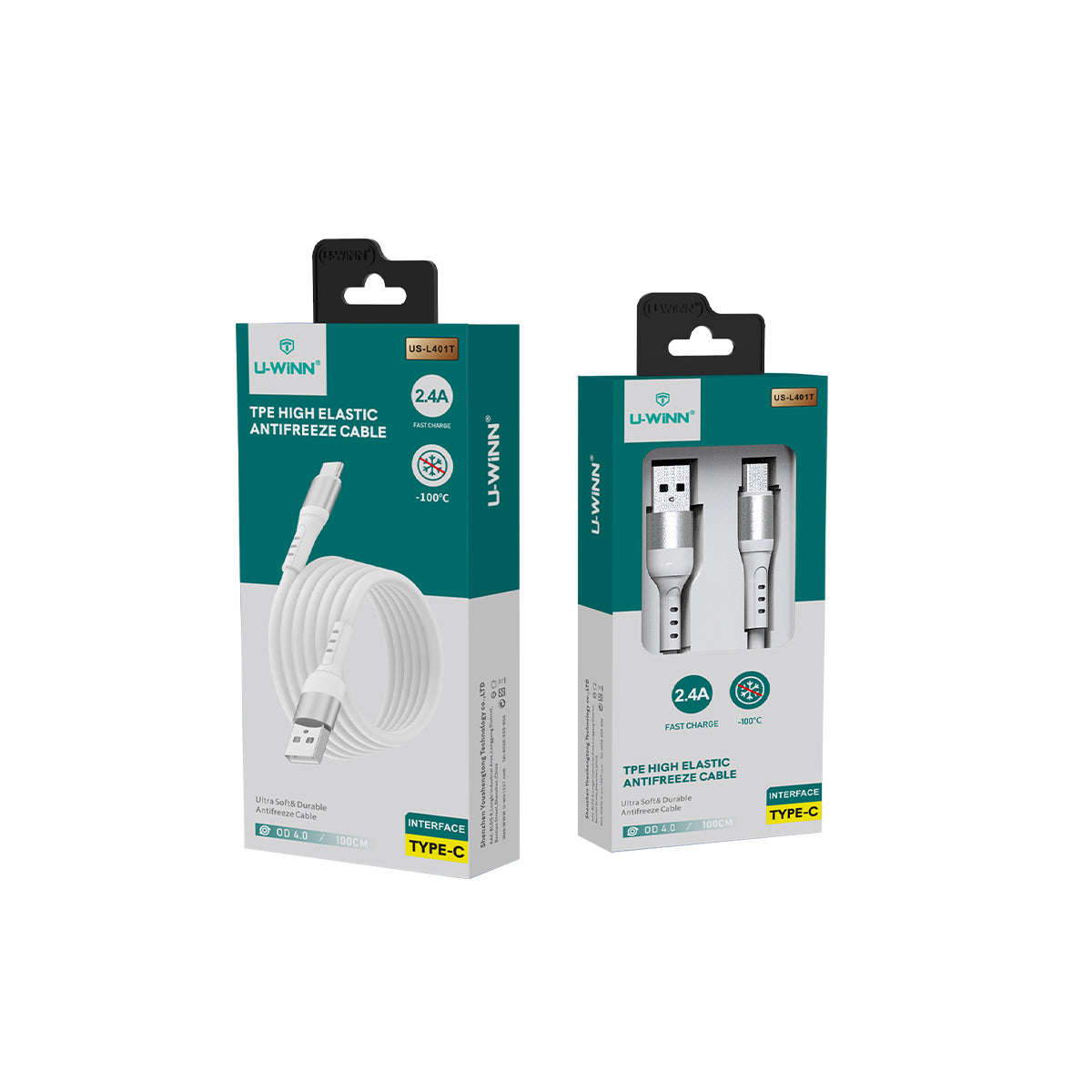 L401 USB - C Cable 2.4A 1M White USB 3.0 UWINN - 5 - CJ
