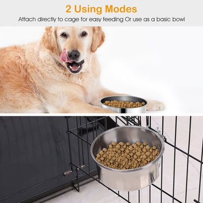 1Pc M Size Stainless Steel Dog Bowl Pets Hanging Food Bowl Detachable Pet Cage Food Water Bowl With Clamp Holder - 5 - CJ