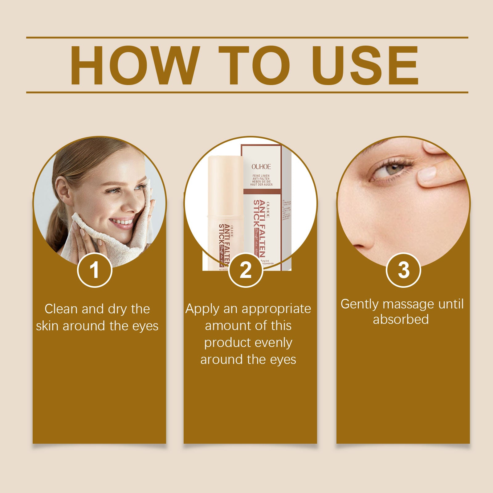 OUHOE Eye Care Stick Care - Firming, Hydrating, Moisturizing And Smoothing Fine Lines Elastic Moisturizing And Brightening Eye Area - 5.0 - CJ
