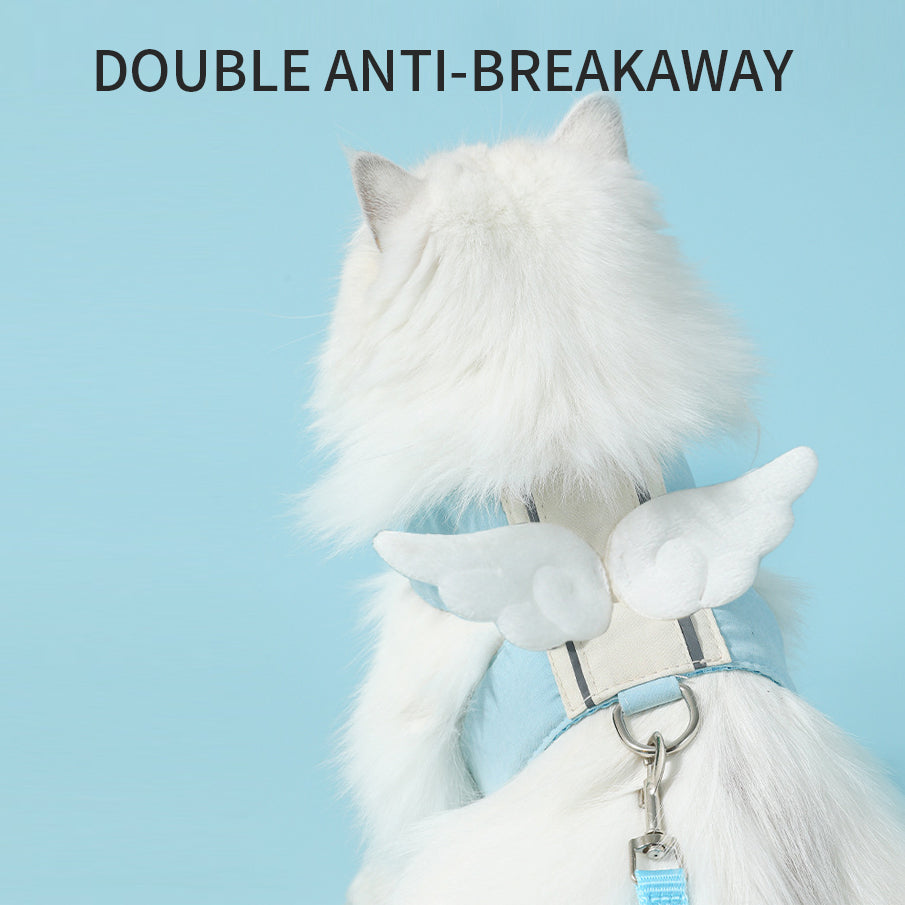 Adjustable Pet Cat Leash Set, Angel Wings Design, Breathable, And Soft For Comfort Cat Harness And Leash Set, Adjustable Gradient Kitten Harness Escape Proof Harness With Leash For Kitty - 5 - CJ